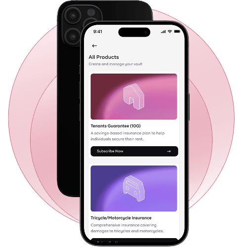 Rubies insurance products in the mobile app